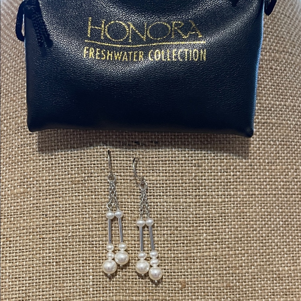 Honora Silver and White Pearl Drop Earrings